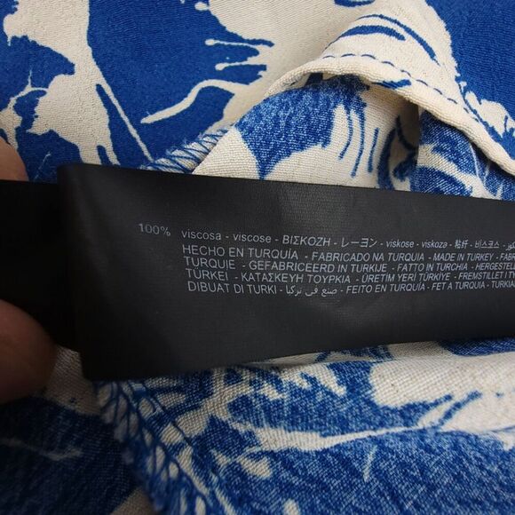 ZARA Emilie Belted Long Sleeve Printed Midi Shirt Dress Quiet Luxury Medium Blue - Picture 7 of 8